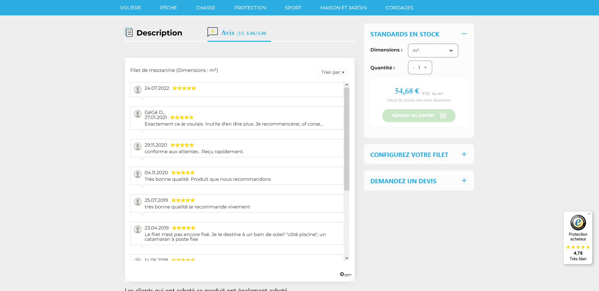 Réassurance témoignages avis client site ecommerce développement bordeaux