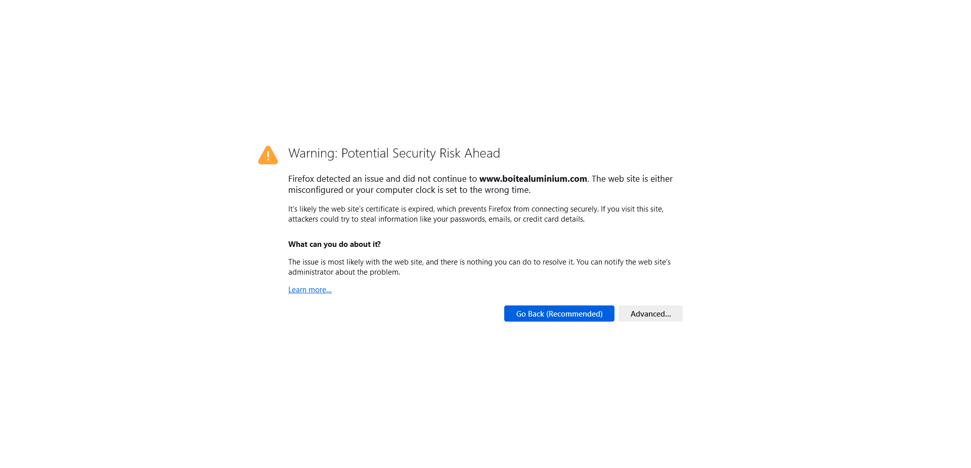 Site non sécurisé Potential Security Risk Ahead certificat ssl développement web bordeaux
