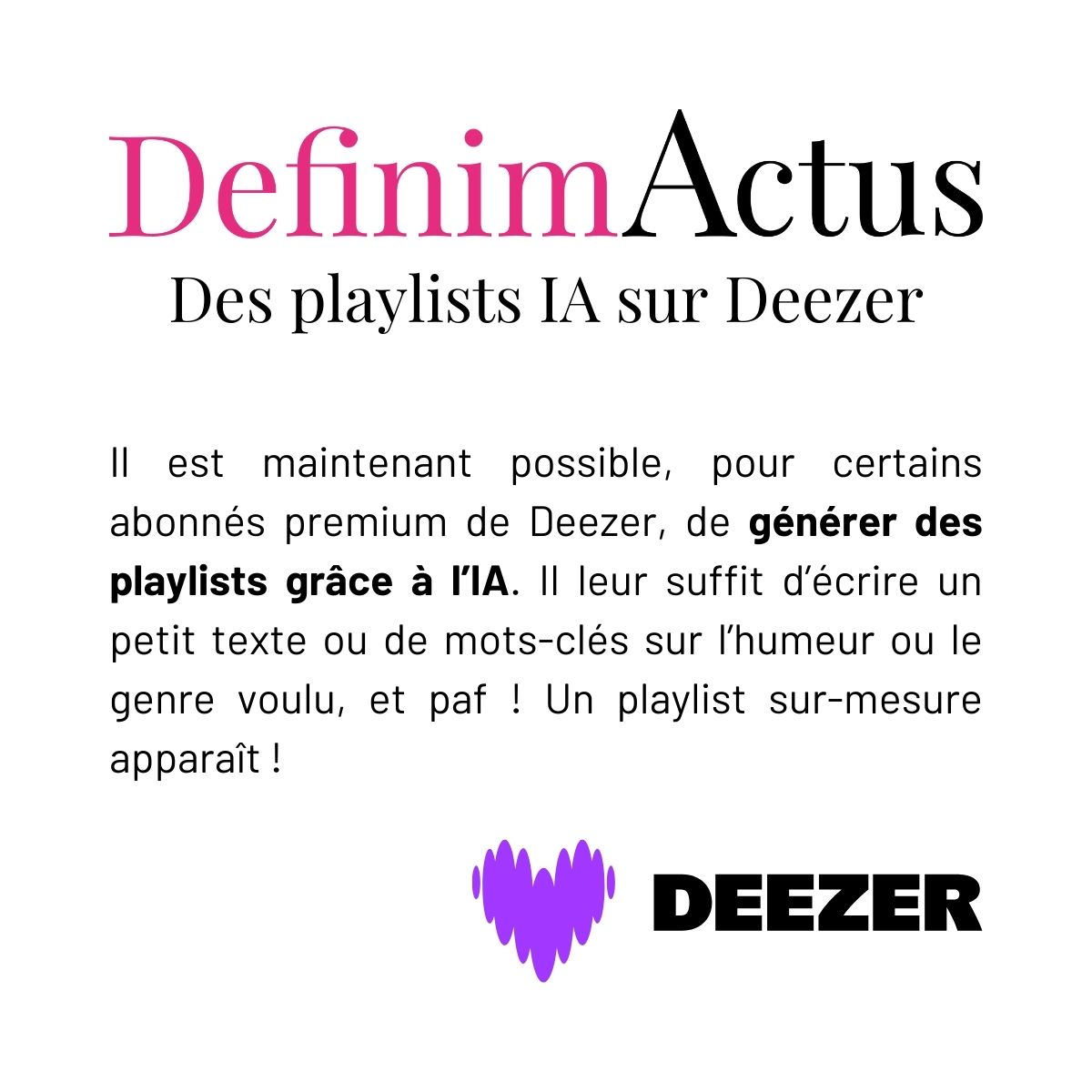 deezer playlit générer intelligence artificielle actualités digitales agence digitale