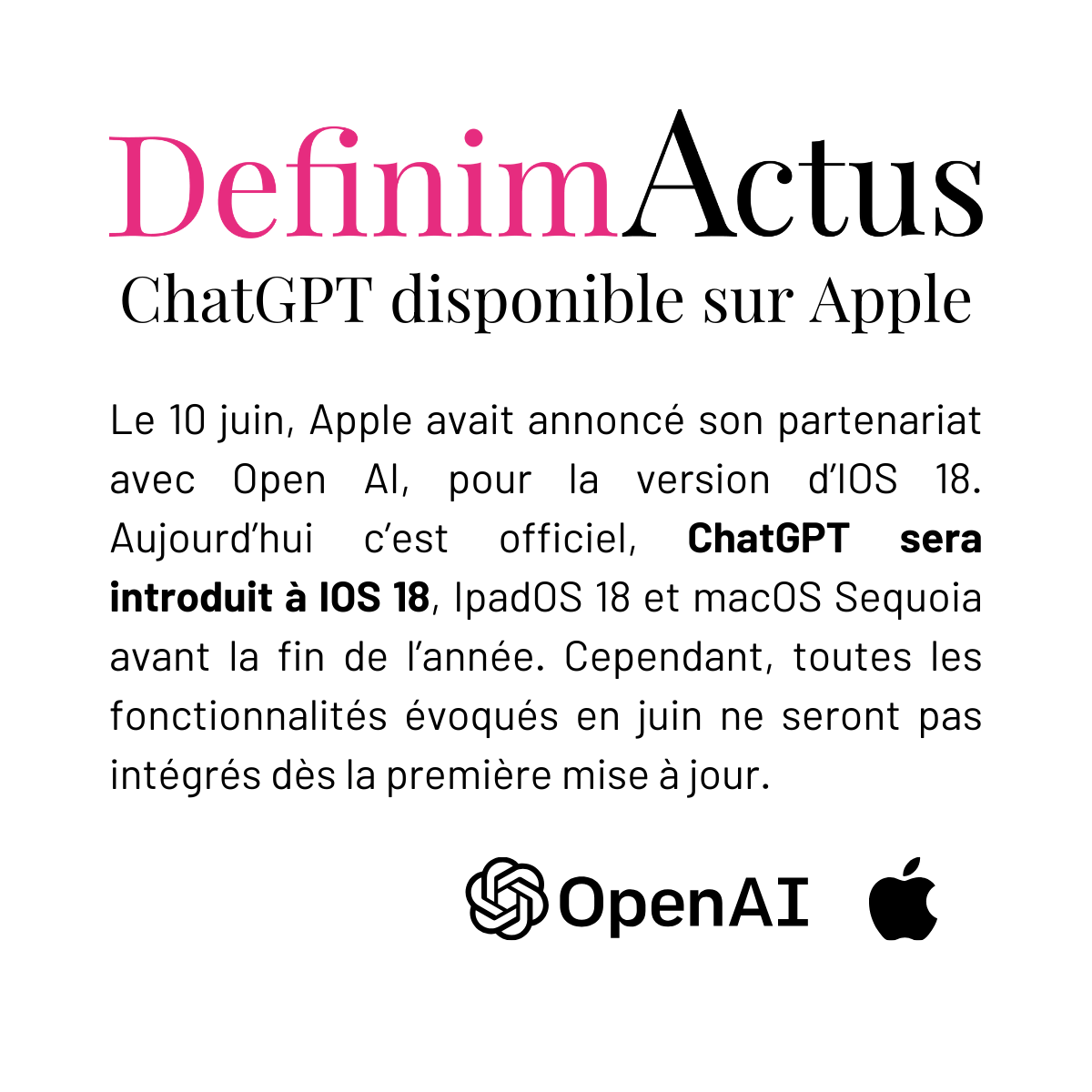 apple ios 18 chatgpt iphone ipad actualité digitale agence de développement web