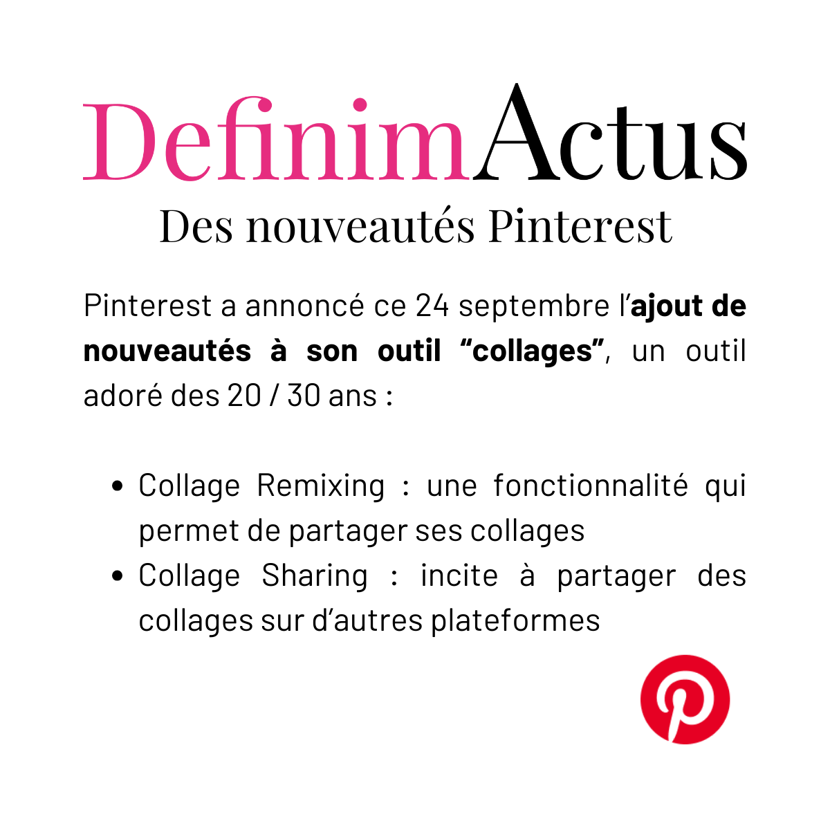 nouveautés pinterest collage réseaux sociaux definima agence de développement web bordeaux