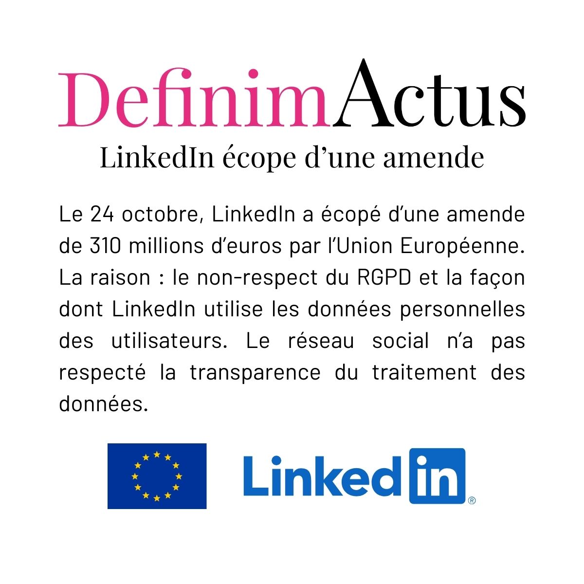 linkedin amende rgpd publicité ciblée consentement données personnelles transparence conformité