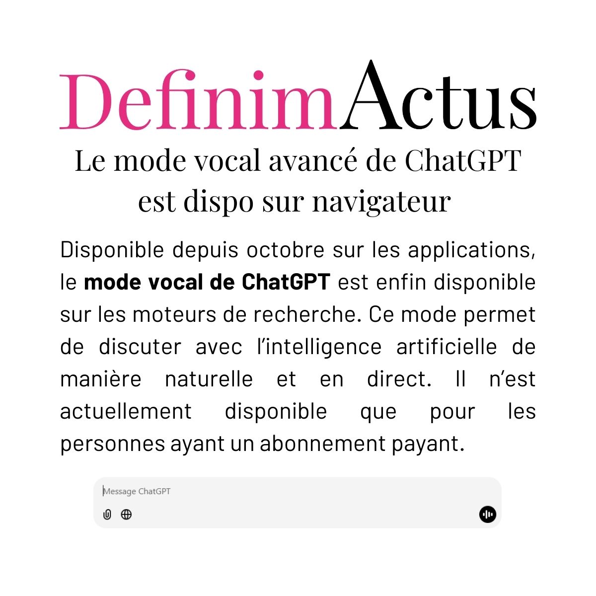 chatgpt mode vocal navigateur web reconnaissance voix interaction conversation accessibilité openai