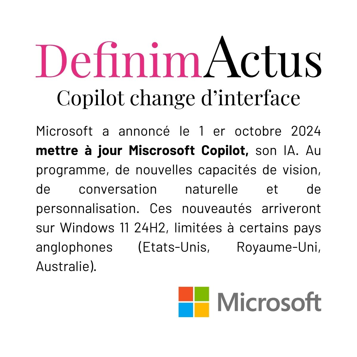 microsoft copilot mise à jour interface ia voix vision conversation avancée windows 11 expérience