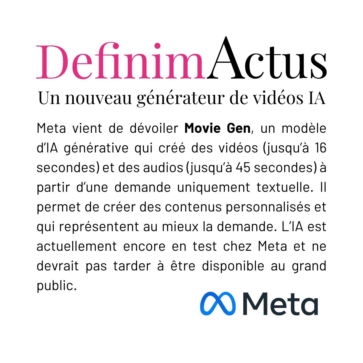 meta movie gen intelligence artificielle vidéo génération texte création automatisée contenu inédit