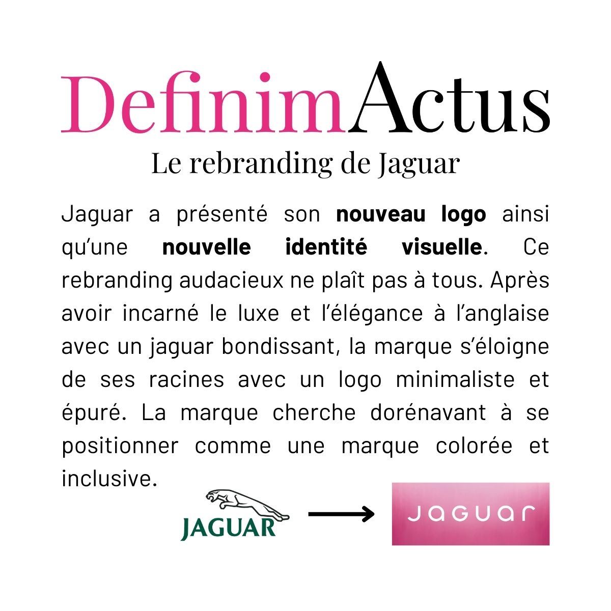 jaguar rebranding nouveau logo identité visuelle modernisation luxe véhicules électriques haut de gamme