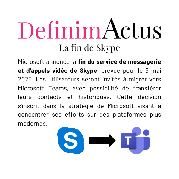 Skype fin Microsoft Teams migration appels vidéo messagerie collaboration communication