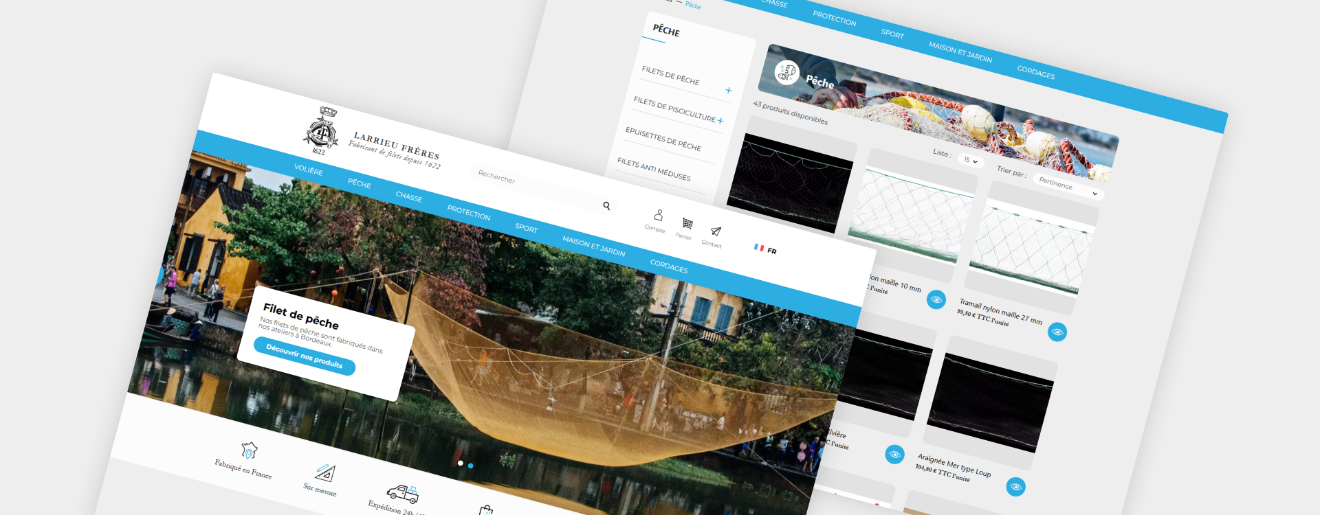 site e-commerce PrestaShop sur mesure filets Larrieu Frères Definima agence digitale Bordeaux