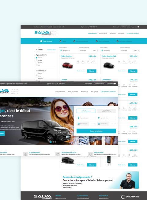 Site web Salvaloc Symfony sur mesure synchronisé MyRentCar gestion agences location véhicules fluide