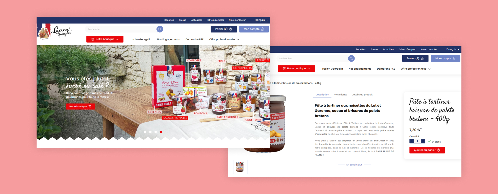 refonte site ecommerce prestashop lucien georgelin identité visuelle seo erp logistique