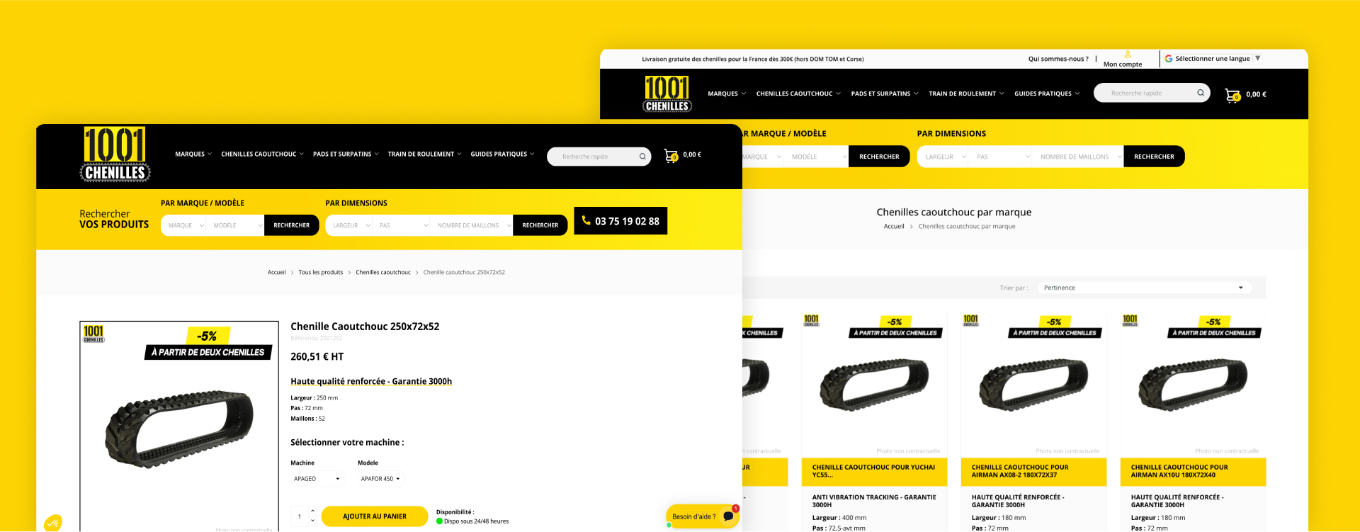 référencement seo longue traîne chenilles engins chantier pages dynamiques catégories marques