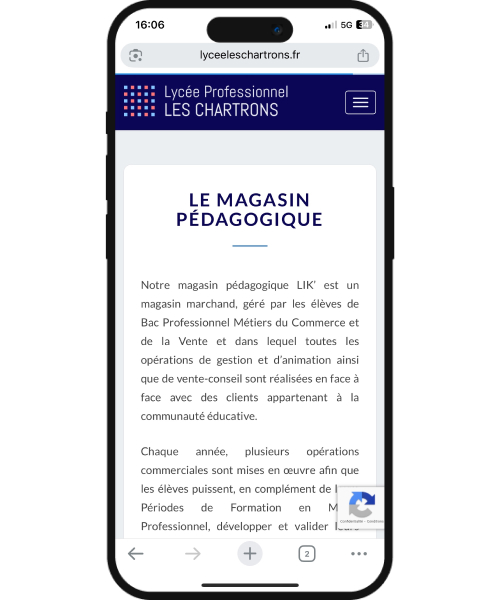 bordeaux site vitrine lycee des chartrons wordpress responsive navigation rapide boutons importants