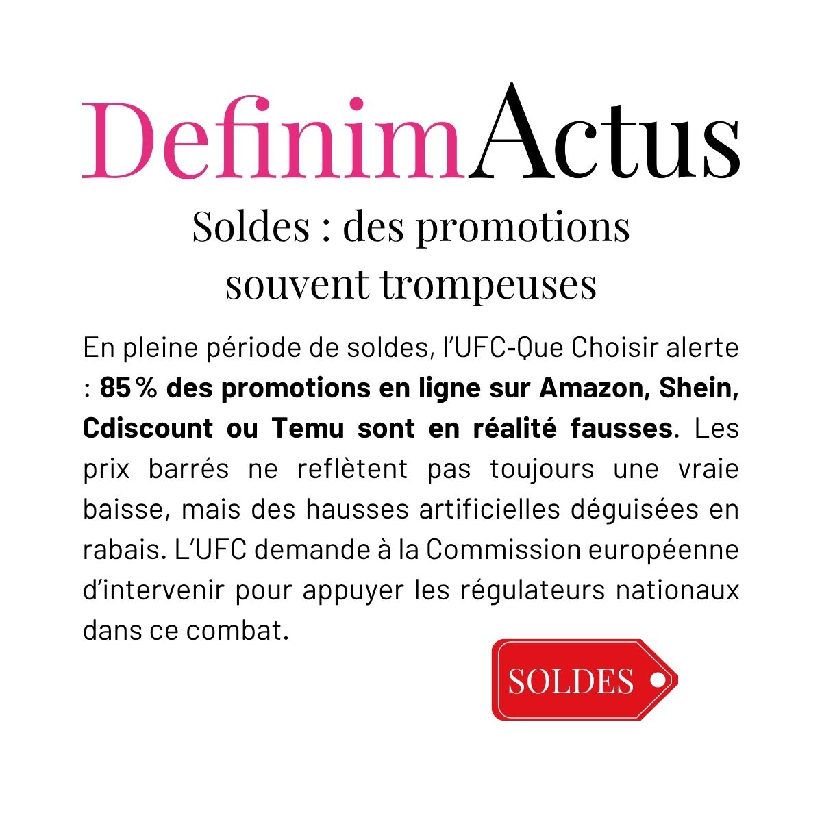 fausses promotions e-commerce prix barrés trompeurs UFC‑Que Choisir Amazon Shein Cdiscount saisie UE