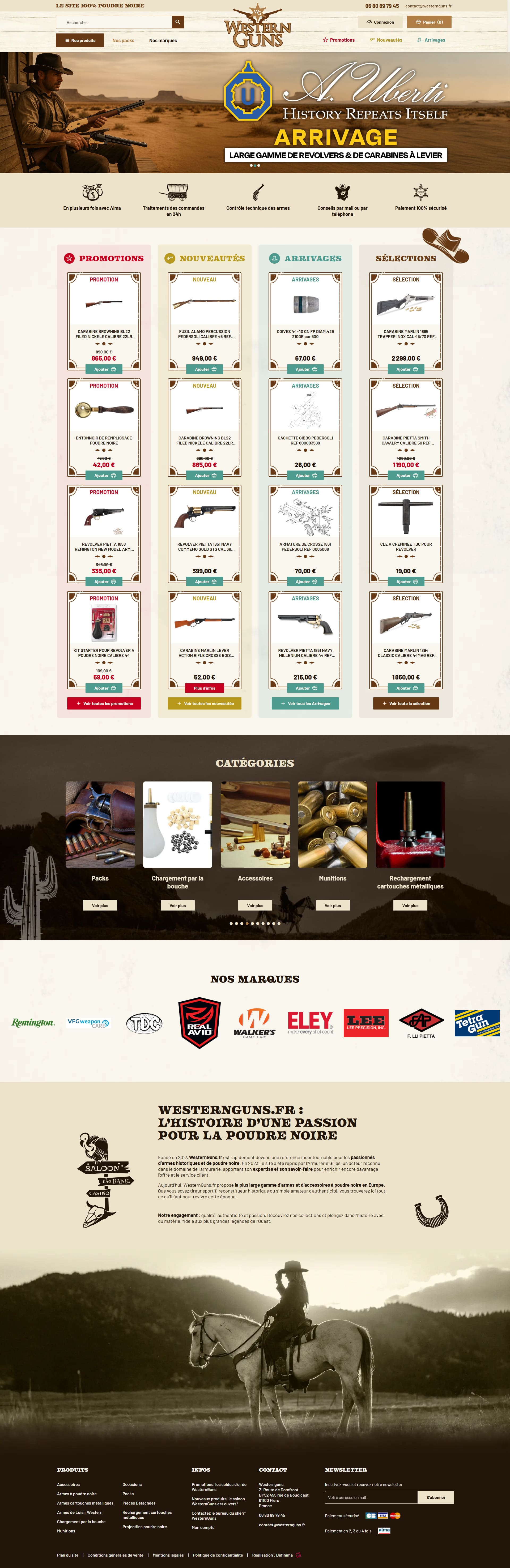refonte site ecommerce armes anciennes migration prestashop western guns direction artistique
