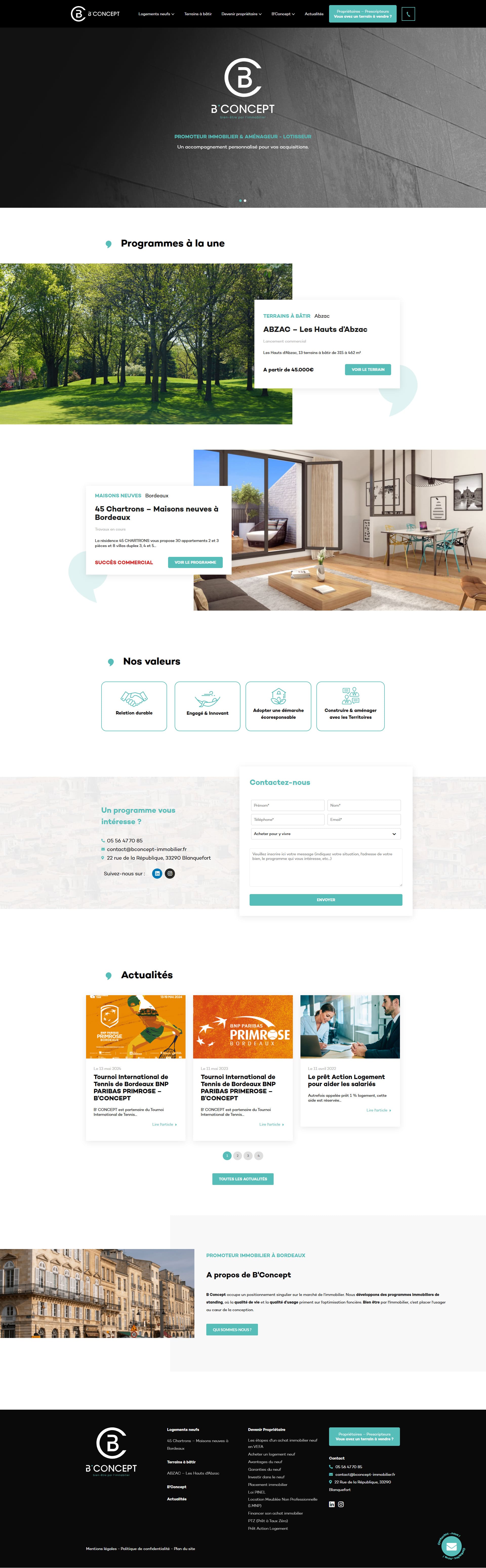 site vitrine WordPress promoteur immobilier réassurance storytelling visibilité contact blog