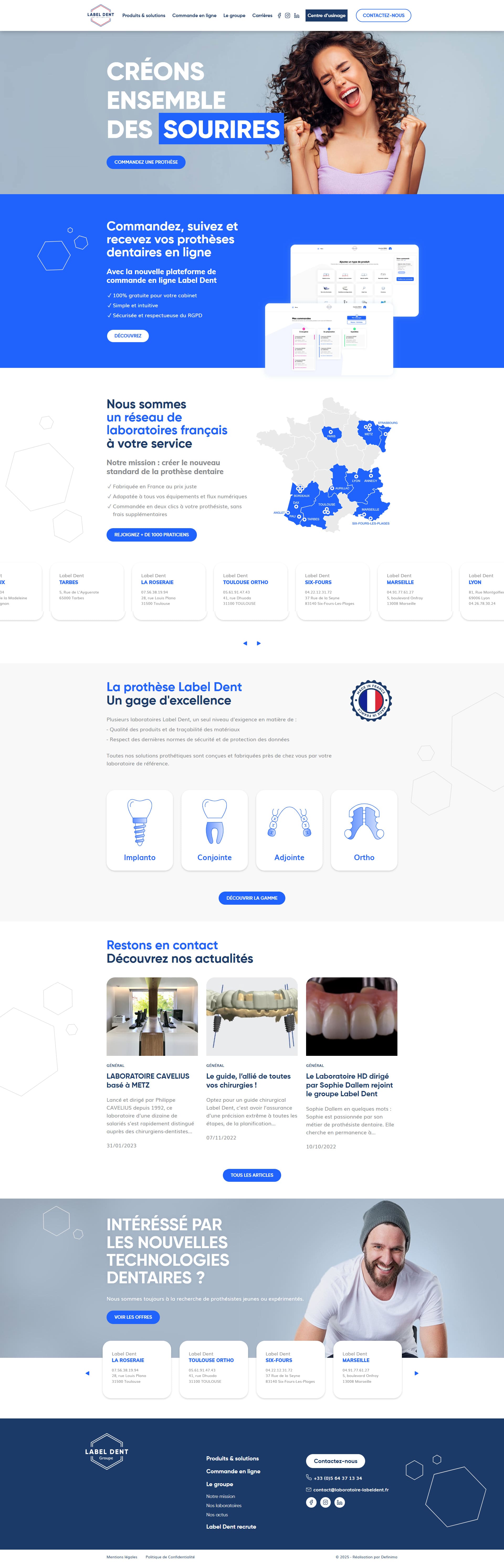 refonte site vitrine label dent outils prothésistes espace service ux ui actualités dentaires