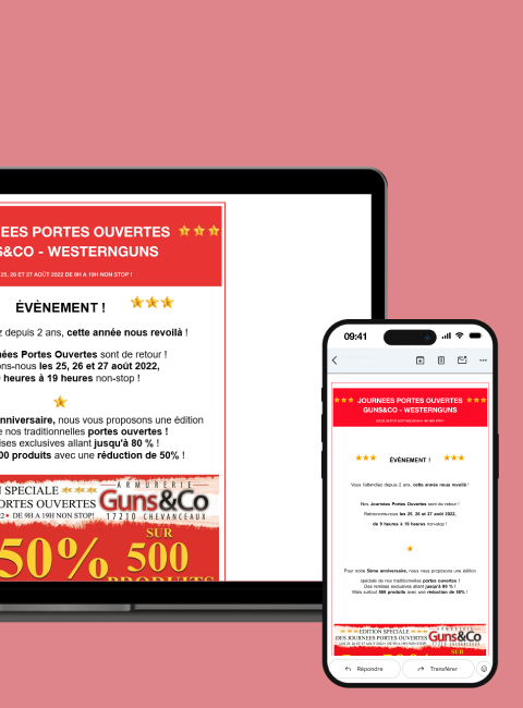 newsletters armurerie en ligne fidélisation clients abonnés promos nouveautés agence web definima