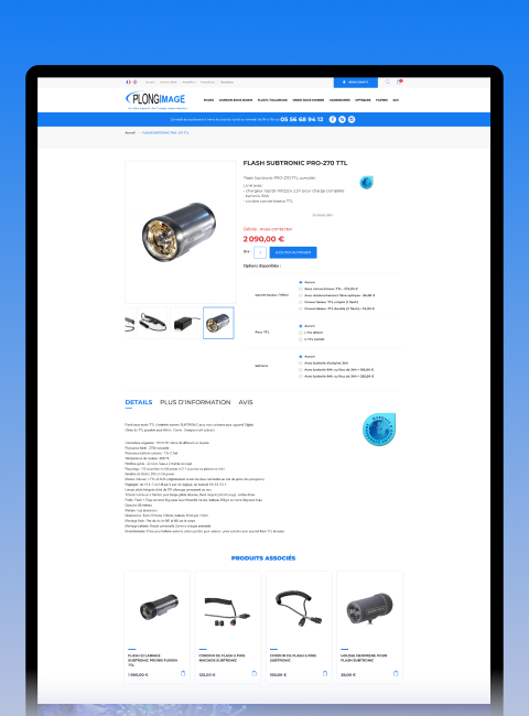 design site web boutique accessoire plongée sous marine haut de gamme magento e-commerce