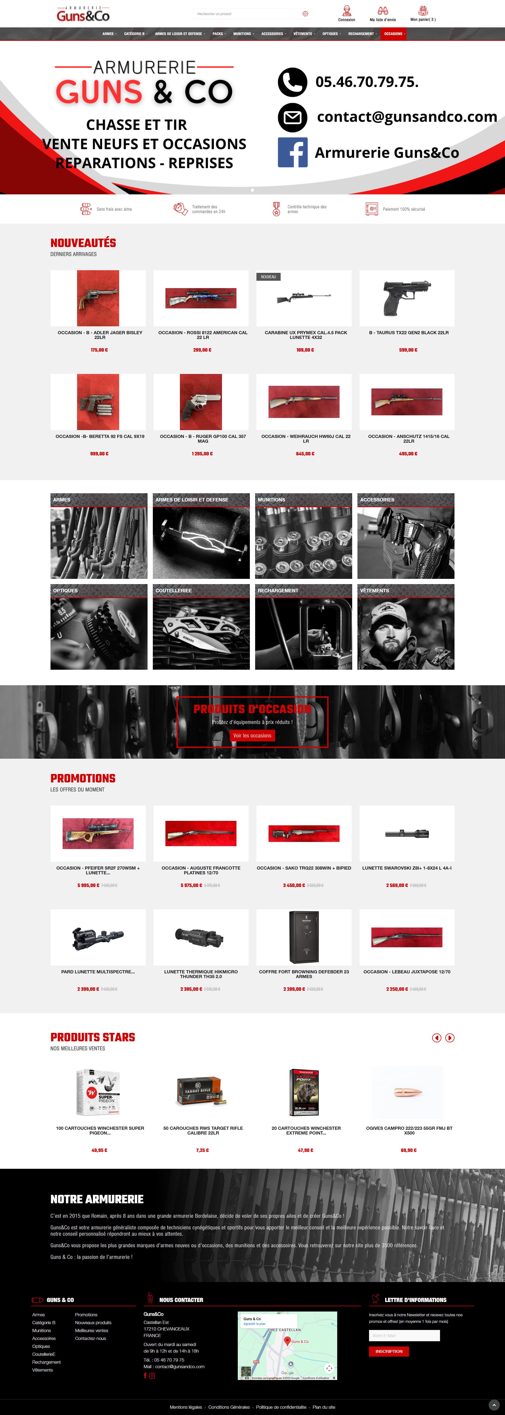 pictogrammes armurerie en ligne refonte site armes accessoires agence web bordeaux