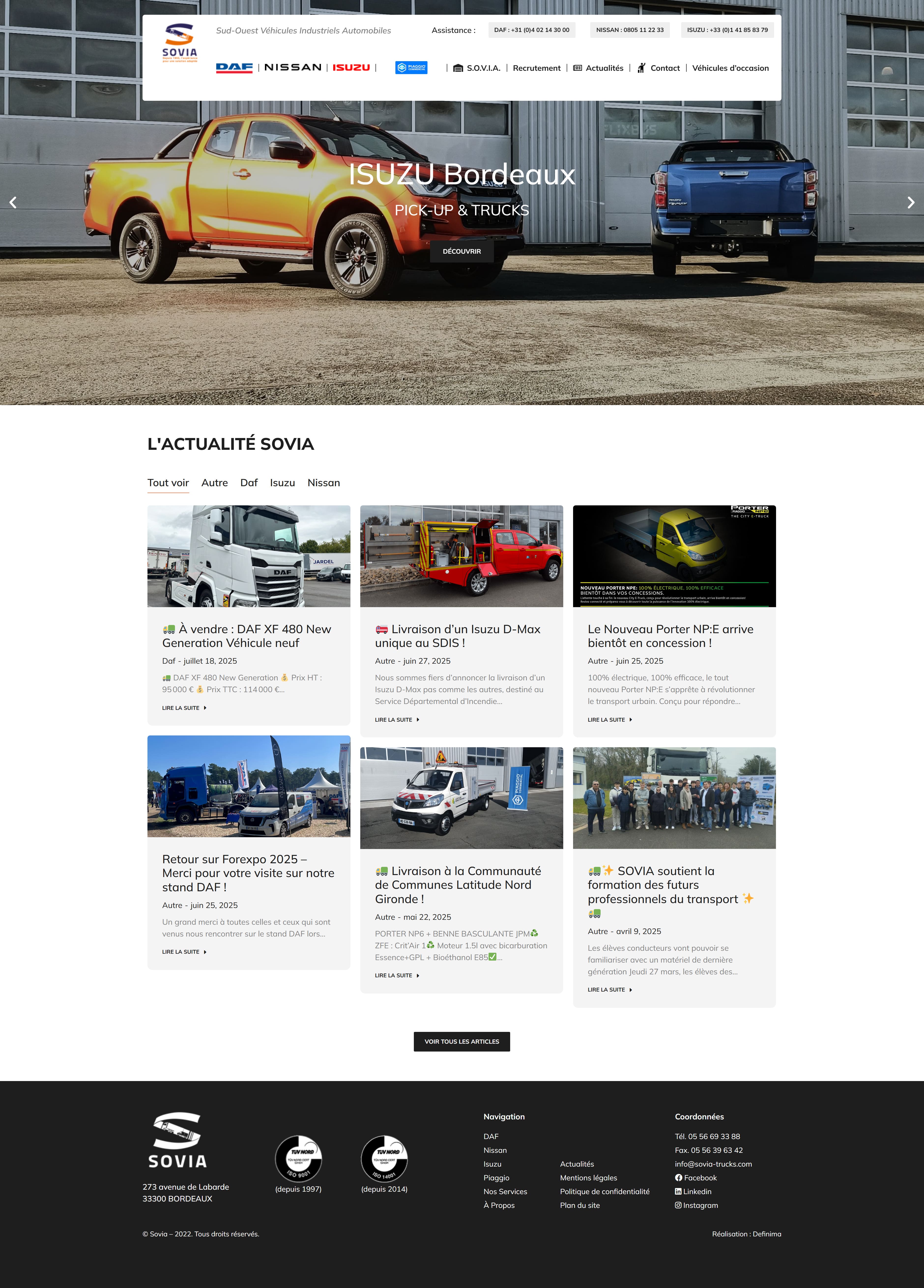 site vitrine concessionnaire automobile daf isuzu nissan responsive optimisation seo