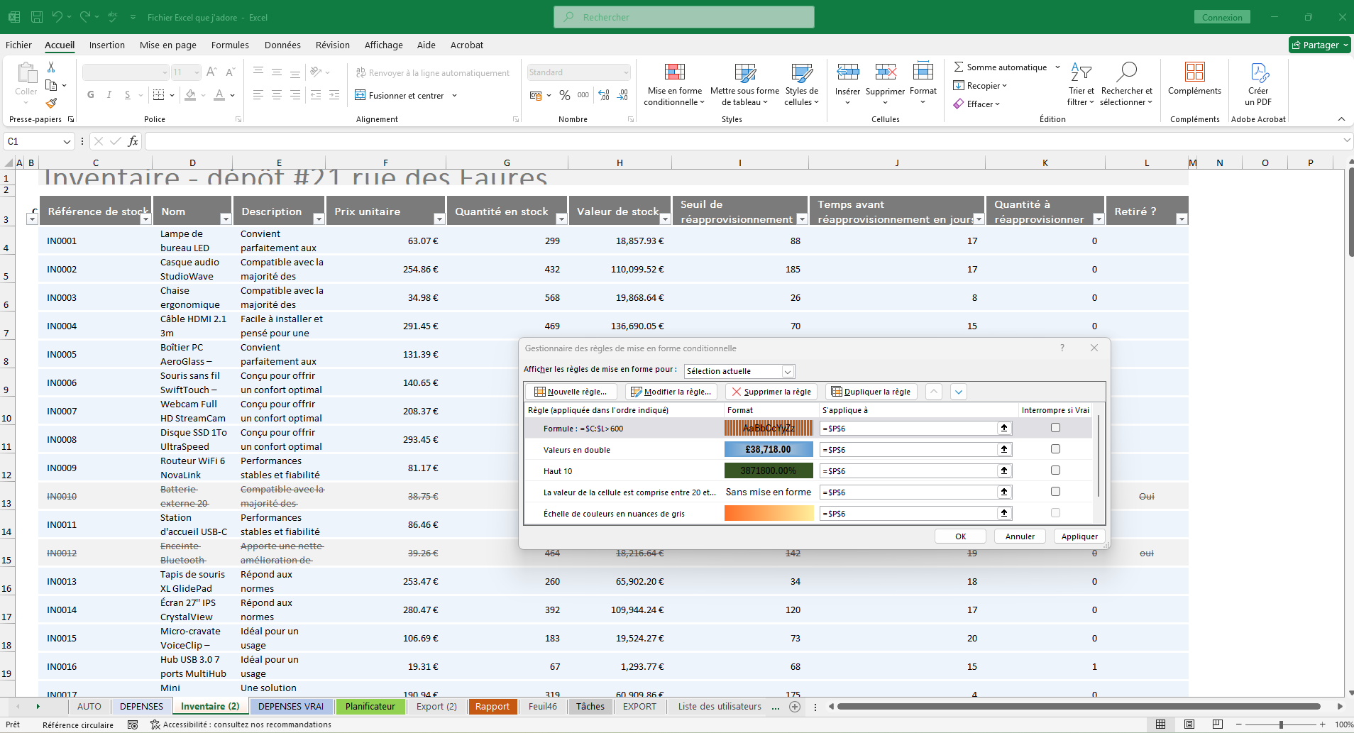 développement logiciel Excel personnalisé outil métier sur-mesure pour PME à Bordeaux Definima