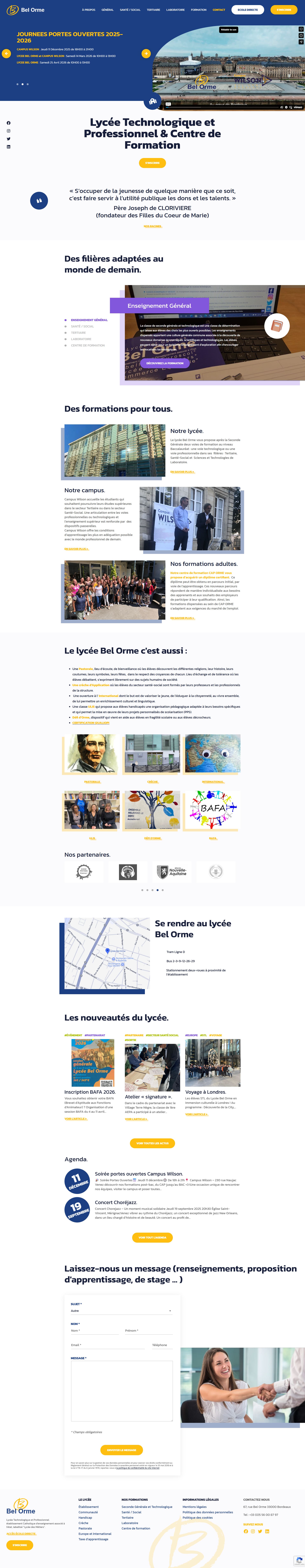 site vitrine institutionnel responsive WordPress design moderne filières formations inscriptions