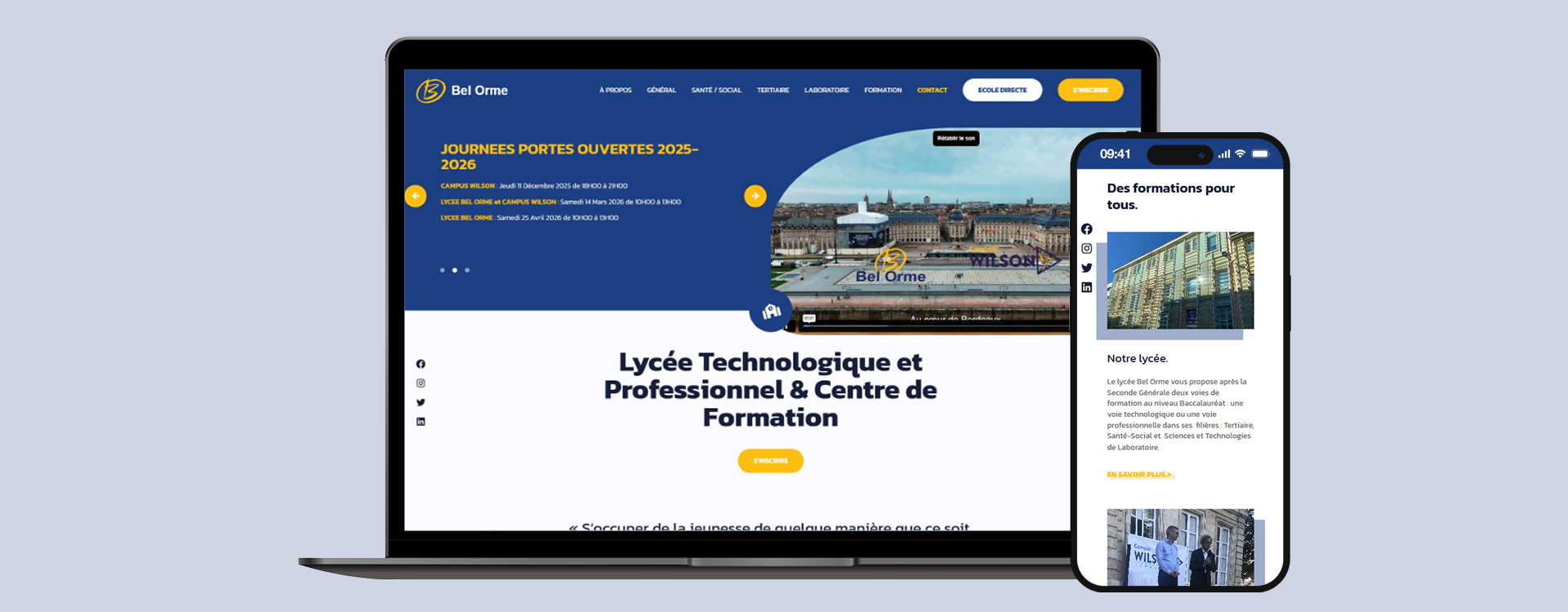 refonte site lycée Bel Orme WordPress ergonomie responsive filières contact accès rapide