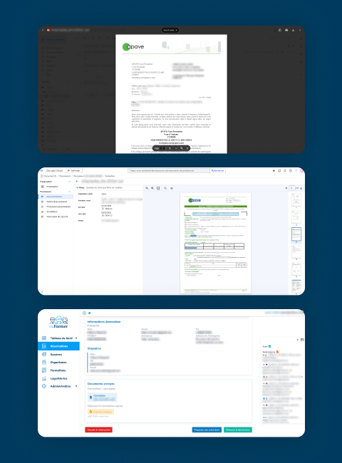 Interface automatisée avec flux d’emails et IA de tri documentaire