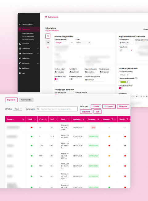 co-nexpo interface digitale gestion événements salons personnalisables relance email automatique