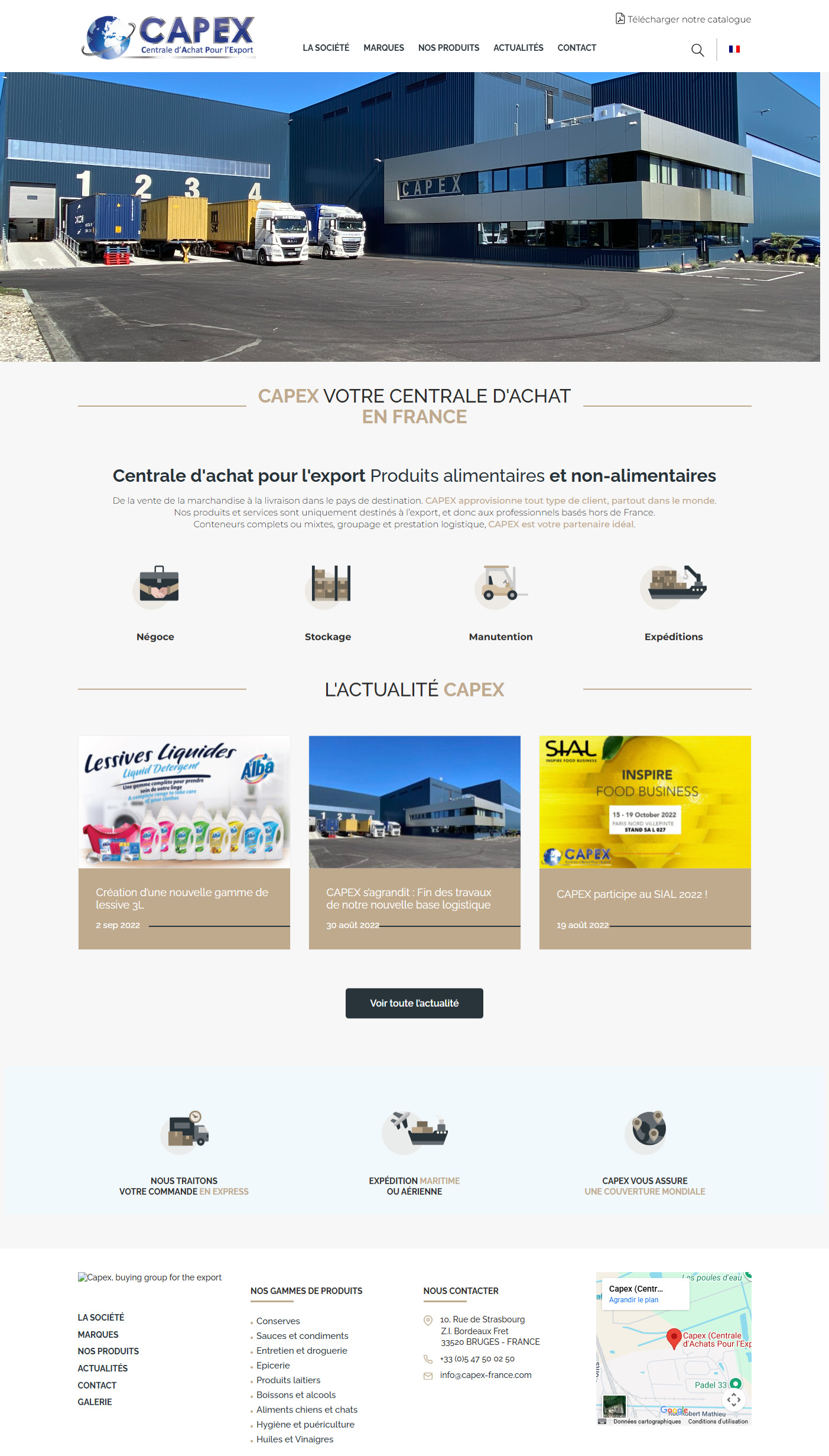 site vitrine wordpress centrale achat export refonte graphique branding produits catalogue
