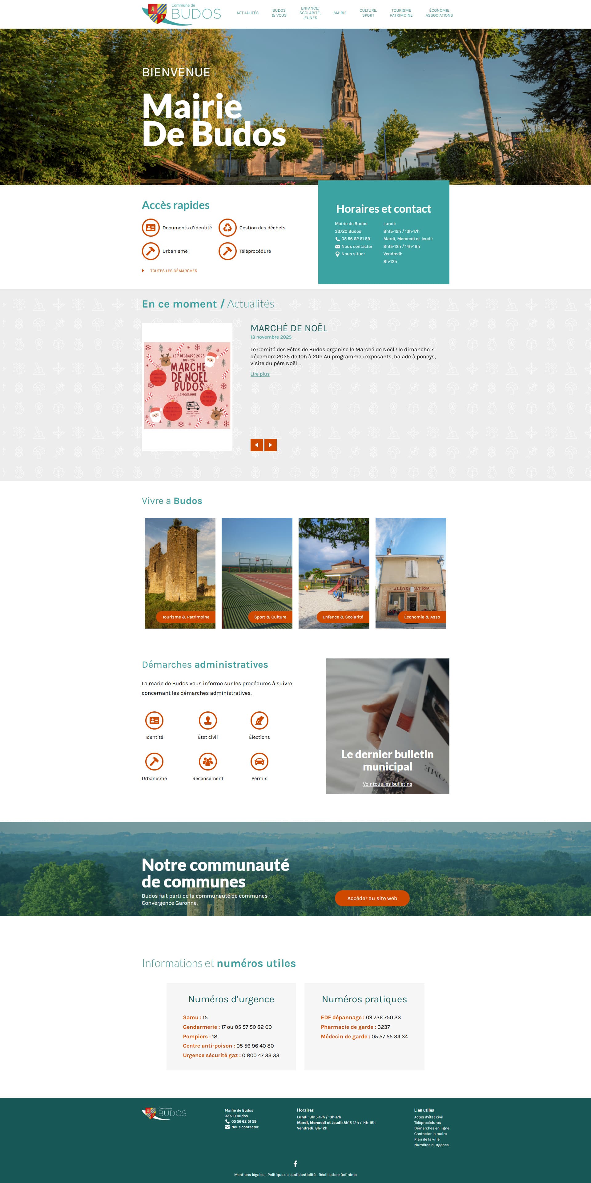site vitrine mairie budos refonte wordpress identité visuelle accès citoyens informations locales
