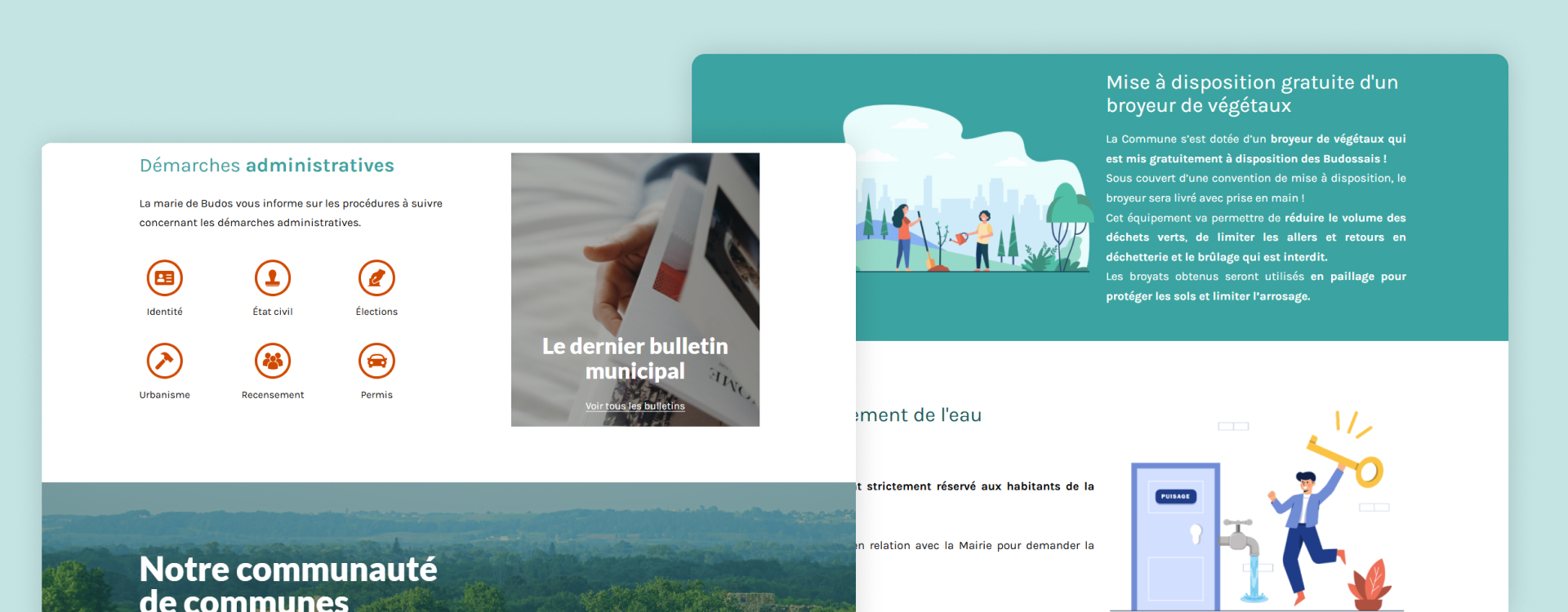site vitrine wordpress mairie budos outil administratif faq carrousel actualités vie associative