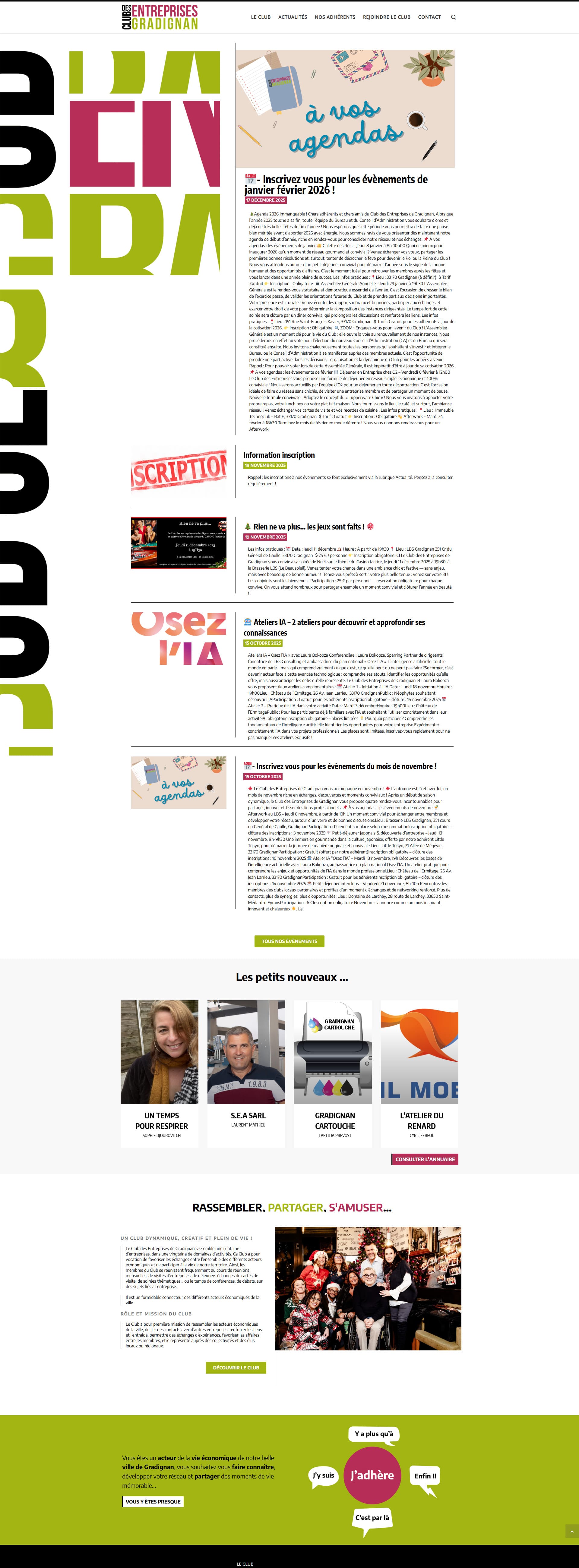 site vitrine wordpress club entreprises gradignan création site web associatif