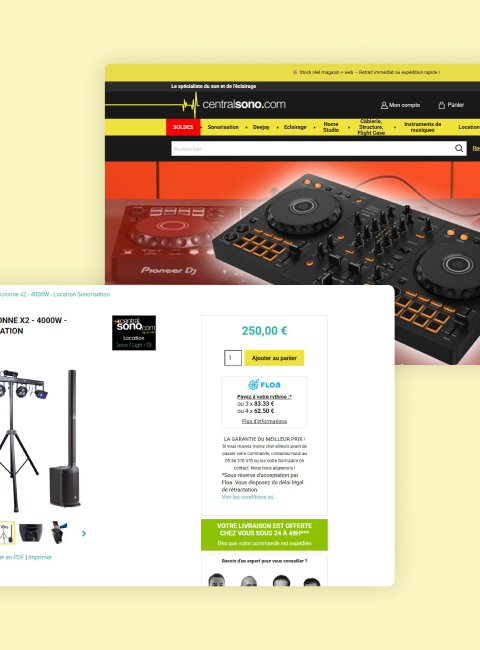 site vente produits dj lighting refonte graphique ergonomie parcours utilisateur