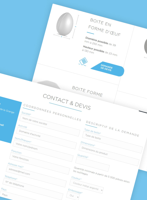 Formulaire demande devis rapide emballage industriel metal personnalisable
