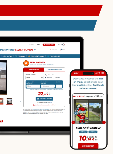 configuration dimensions quantité calculateur films adhésifs boutique prestashop sur mesure