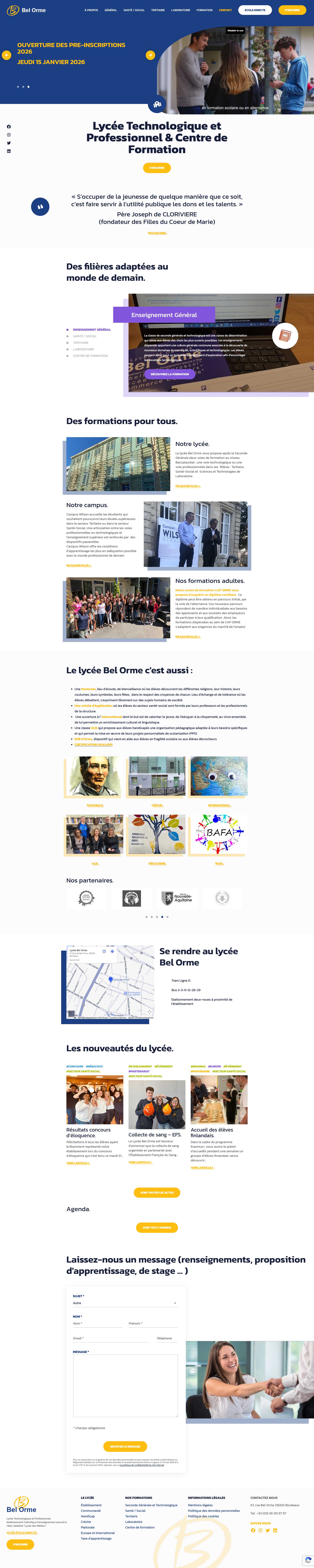 site vitrine institutionnel responsive WordPress design moderne filières formations inscriptions