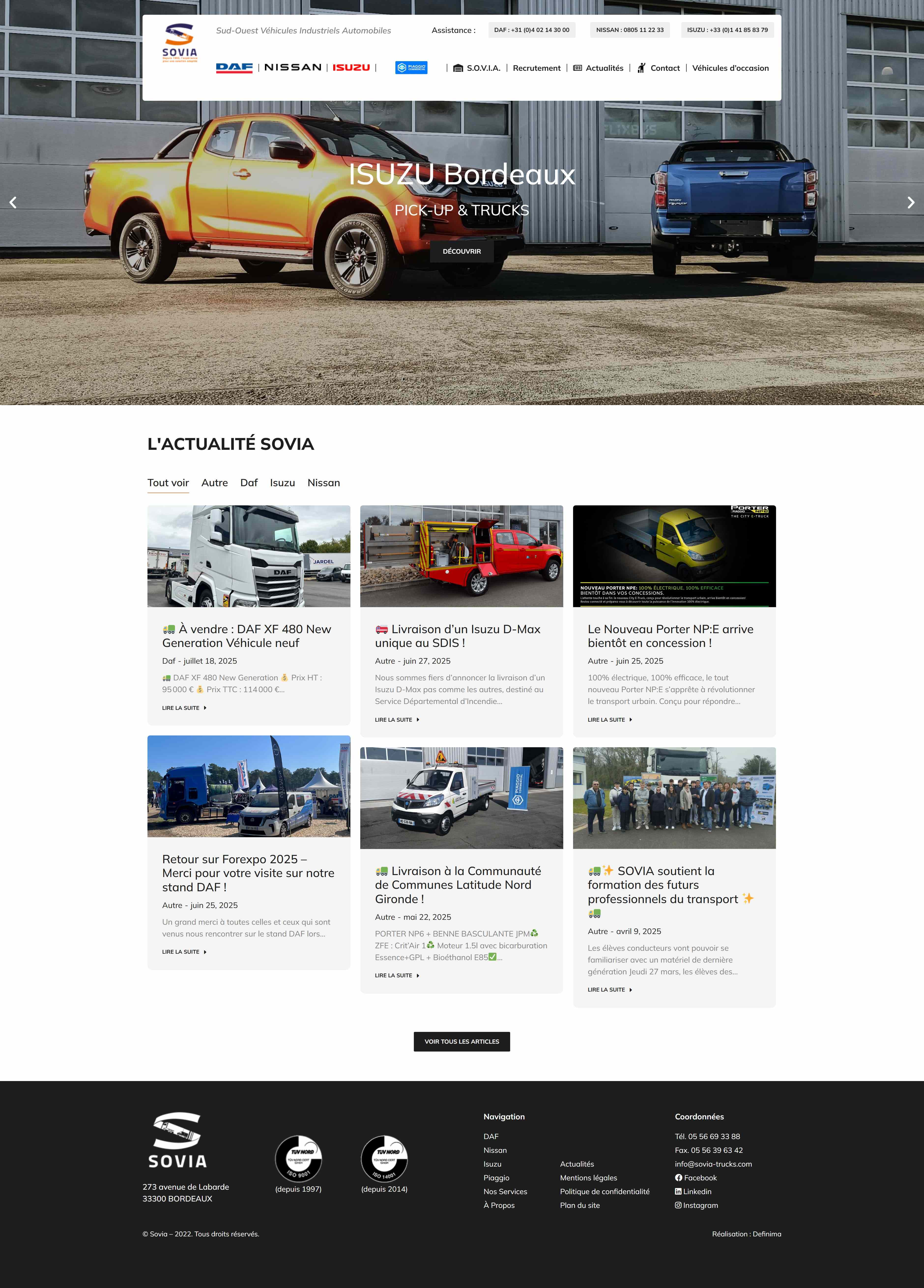 site vitrine concessionnaire automobile daf isuzu nissan responsive optimisation seo