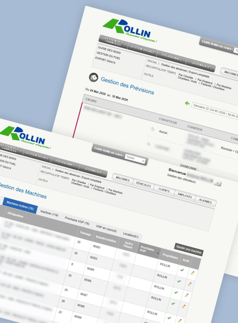 synchronisation données API affectations machines personnel chantiers travail absences outil sur mesure