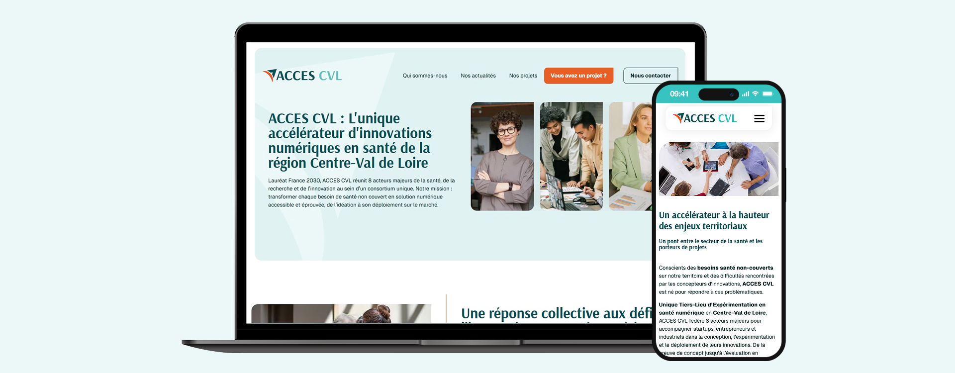Site vitrine wordpress accélérateur innovation e-santé Menu burger agence digitale bordeaux