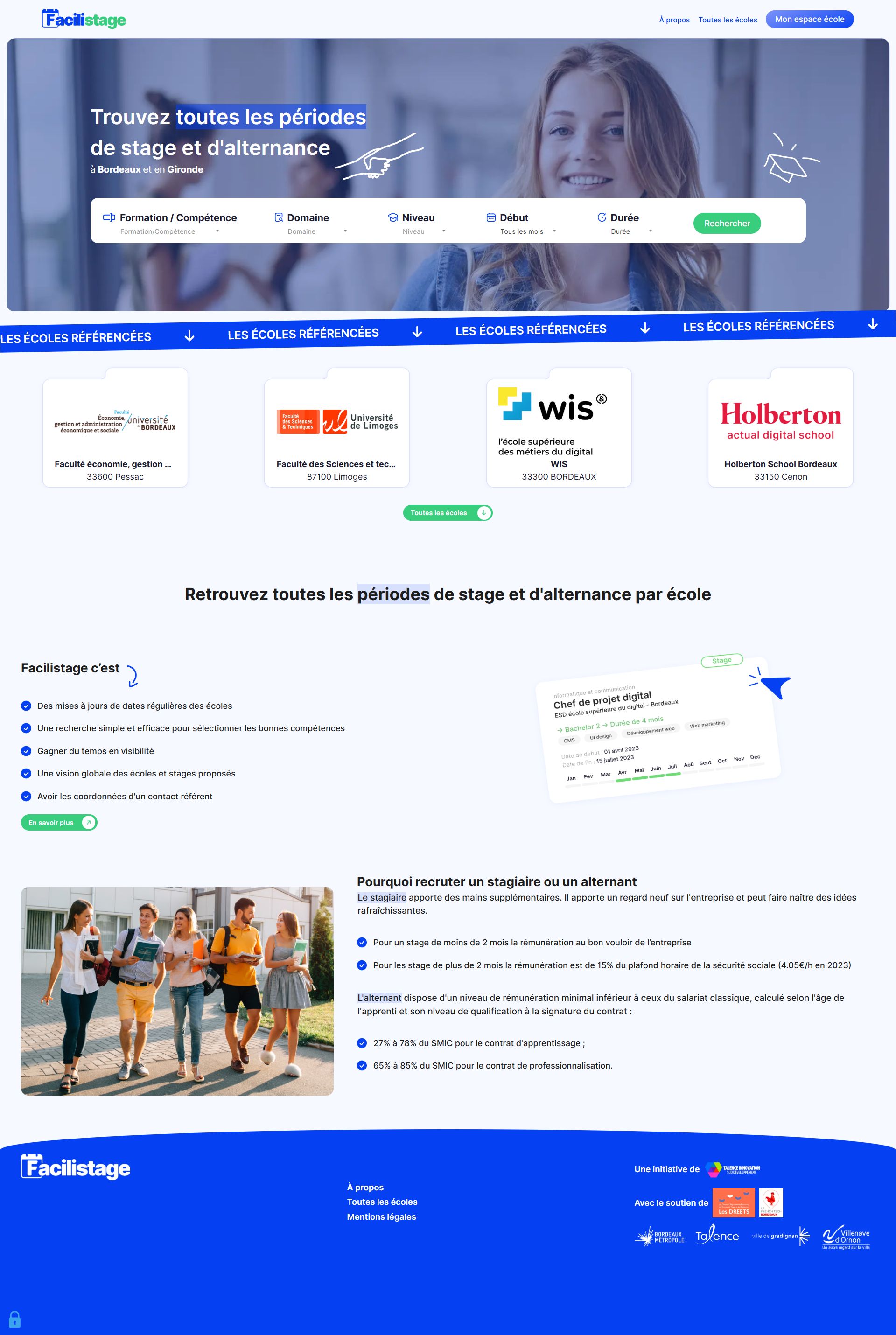 interface utilisateur ux ui design webapp annuaire dynamique ecoles formations gironde
