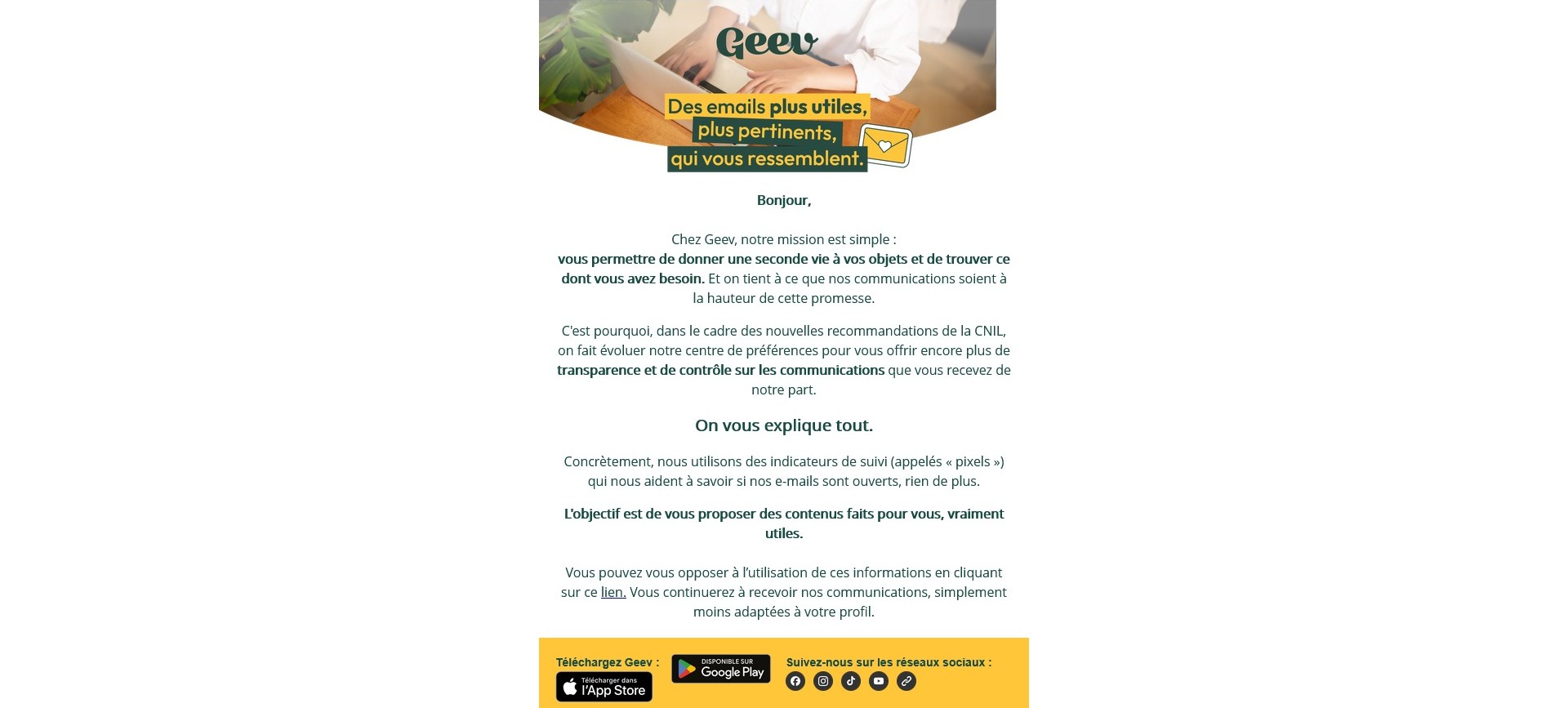 Intégration d'un pixel email pour le tracking de campagne Geev par Definima, agence web bordeaux