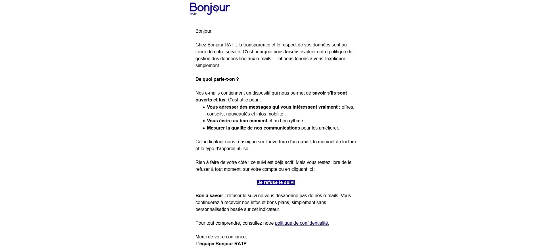 Pixel emailing RATP. Definima assure votre développement web et visibilité digitale optimale
