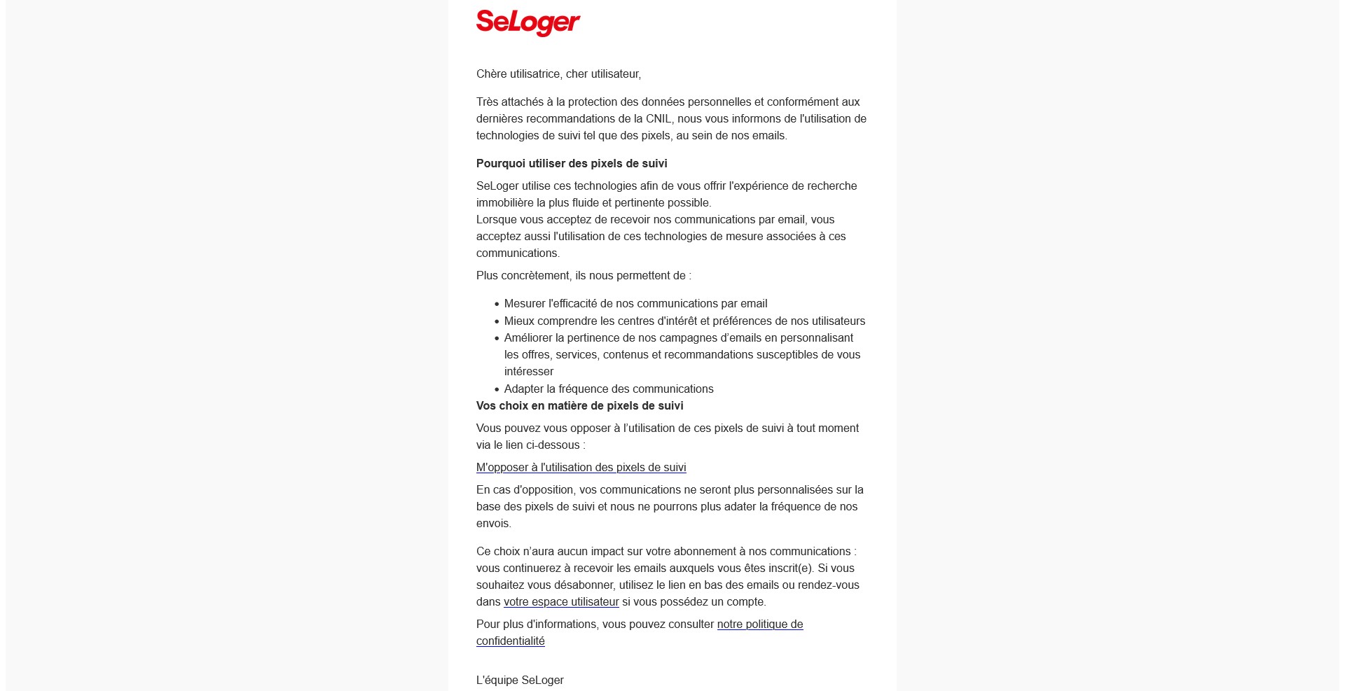 Tracking email SeLoger par Definima, agence digitale bordeaux experte en sites web responsive