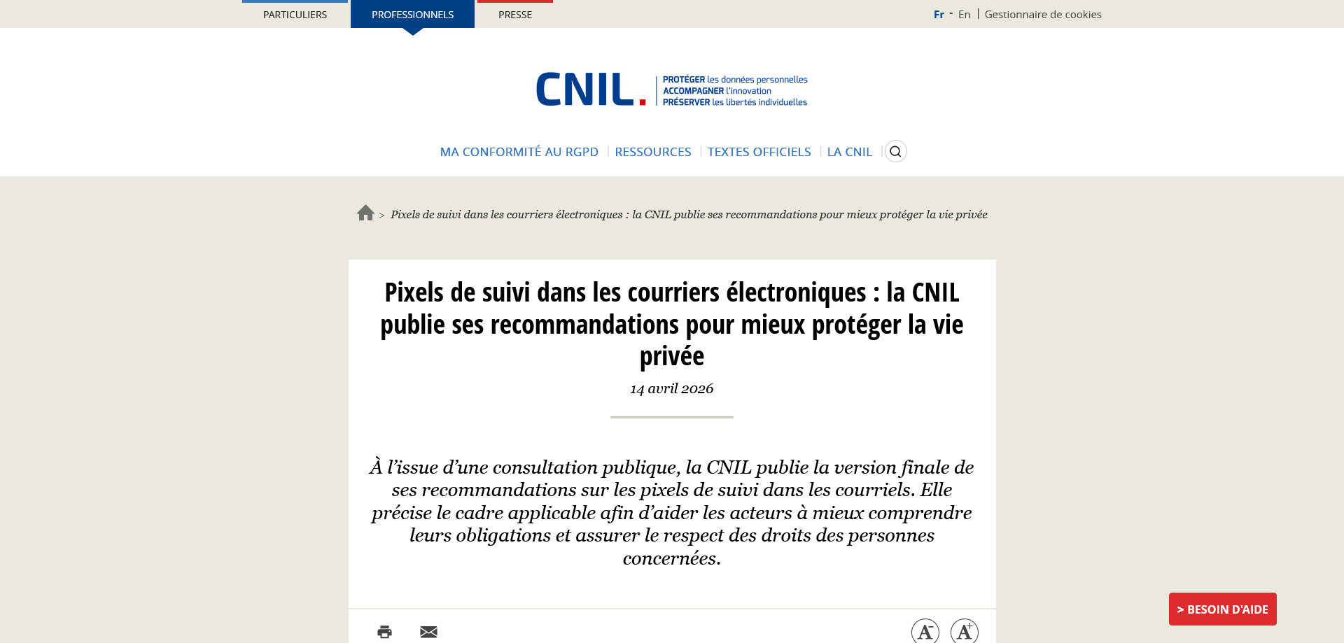 Site web de la CNIL : règles RGPD applicables aux stratégies de communication numérique