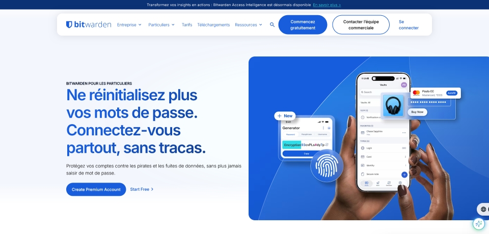 Gestionnaire mot passe open source Bitwarden synchronisation coffre fort chiffre cloud