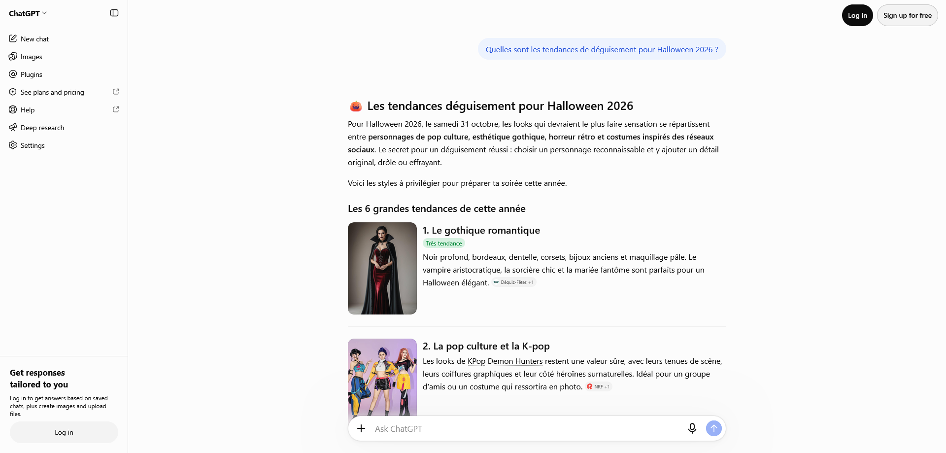 conversation intelligence artificielle demande conseil costume halloween chatgpt référencement GEO